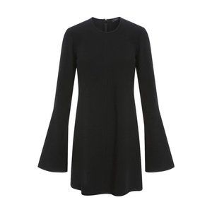 Womens Size 2 Ellery Black Preacher Bell Sleeve High Neck Crepe Dress